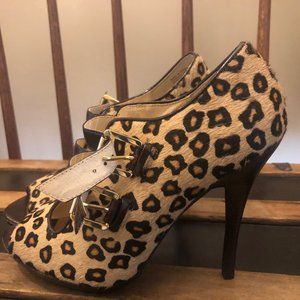 Michael Kors Calf Hair Leopard Print Stilettos - 8